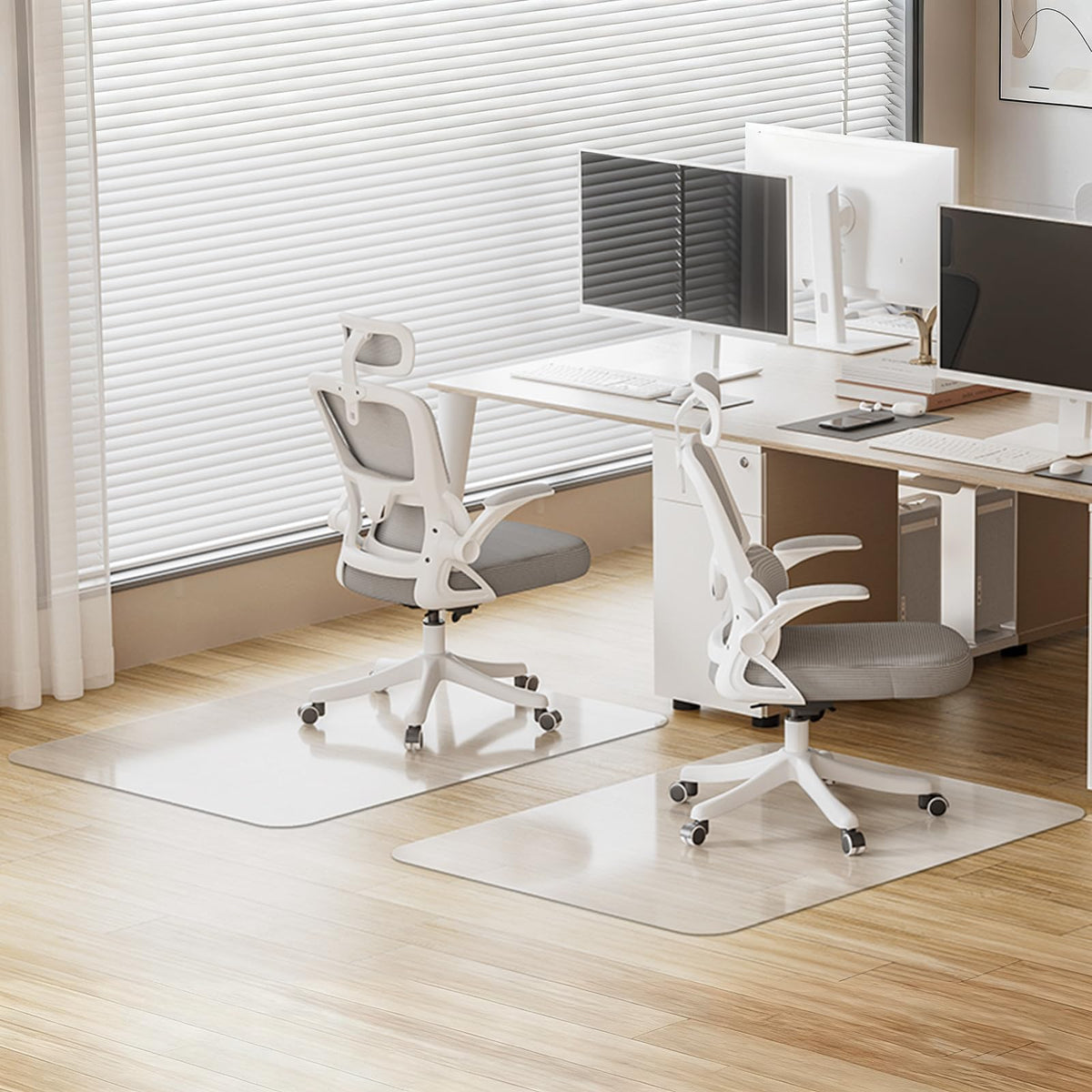 WASJOYE Office Chair Mat for Hard Floor 90x120cm, Floor Protector 1.7mm thick Gaming Chair Mat Large PVC Transparent Desk ChairMat for Home Office