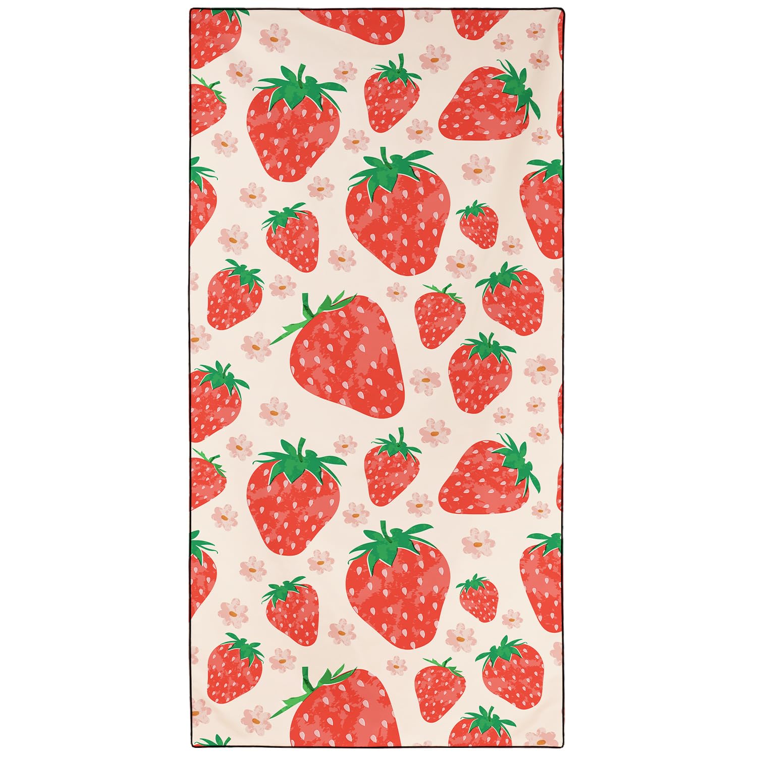 Violetpos Floral Strawberry Beach Towel, Extra Large 180x90 cm 250GSM Microfibre, Sand Free Quick Dry