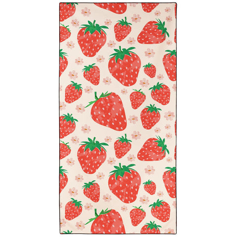 Violetpos Floral Strawberry Beach Towel, Extra Large 180x90 cm 250GSM Microfibre, Sand Free Quick Dry