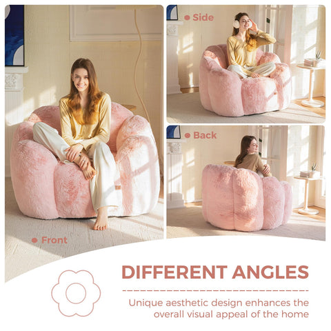 MAXYOYO Floral Shaped Bean Bag Sofa, Includes Filling, Faux Fur Fabric