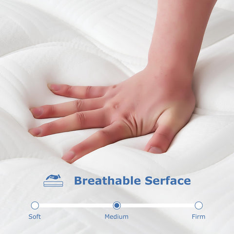 SEZMOONSI Single Mattress,10.6 Inch Hybrid Medium Firm Single Bed Mattresses, 7 Zone Pocket Sprung with Memory Foam Orthopaedic Single Mattresses