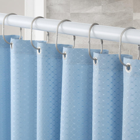 Goowin Shower Curtain Hooks, 12 Pcs Shower Curtain Rings Rust Proof Metal Oval Rings Clasp Closed Shower Curtain Rings for Bathroom Shower Rods
