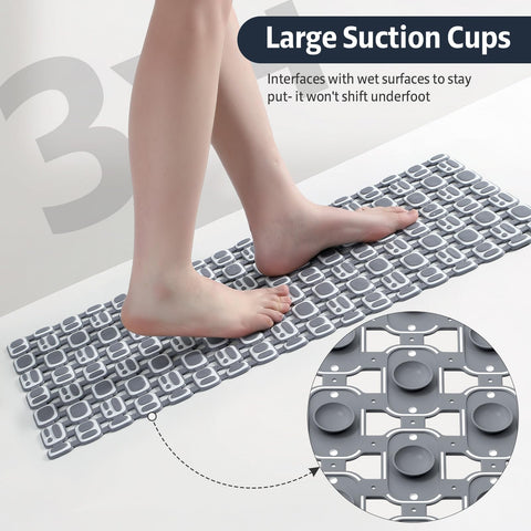 XIYUNTE Soft Shower Mat Non Slip Anti Mould for Elderly - 70x40cm Cut-to-Fit Non Slip Shower Mats for Inside Shower