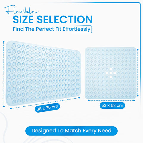 Rugs Garden Shower Bath Mats - Washable Non Slip Anti Mould Rubber Bathmat with Suction Cups for Bathtub and Bathroom (Sky Blue, 38x70 cm)