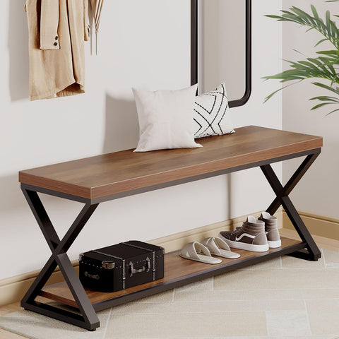 IBF Shoe Storage Bench Entryway shoe Benches for Hallway 120cm Rustic Oak