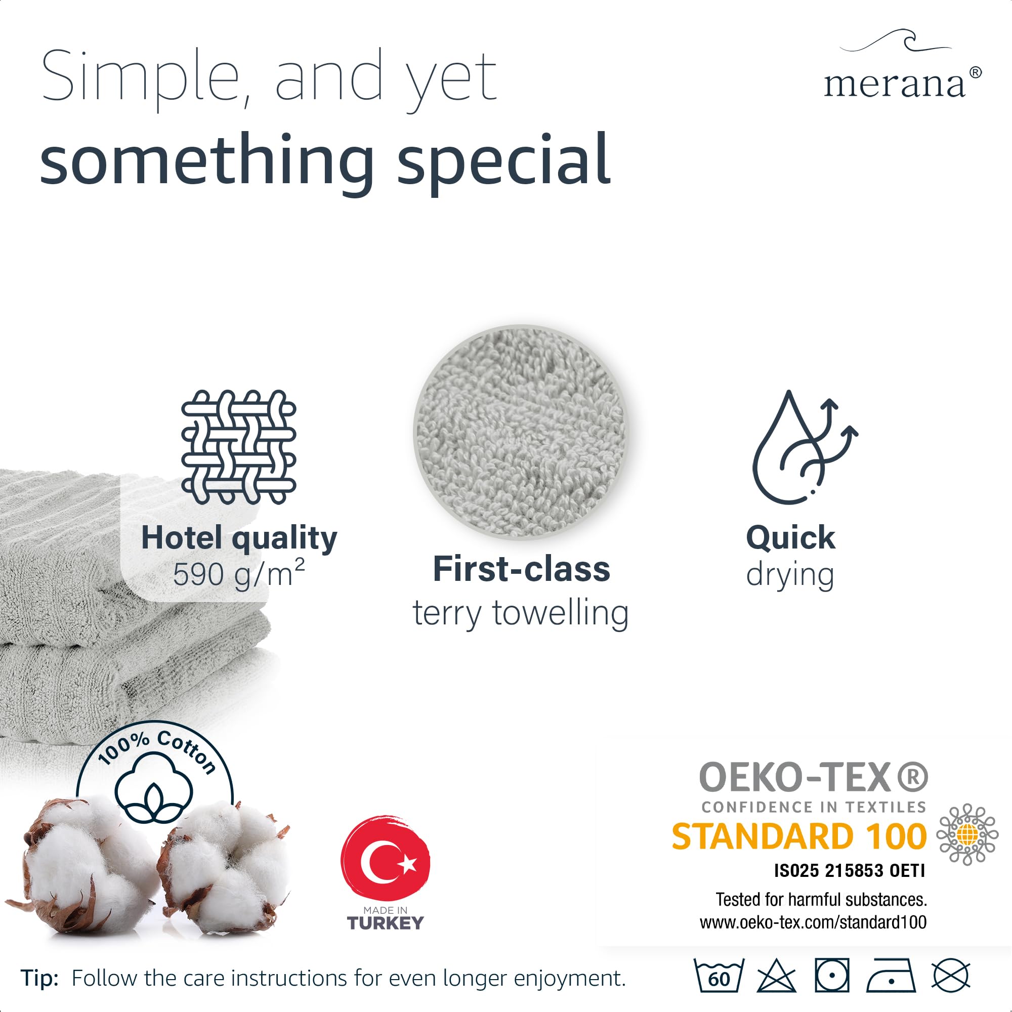 Merana OSLO towel set | quick-drying, soft & lint-free | terry luxury quality | 100% cotton terrycloth | OEKO-TEX | 590 GSM