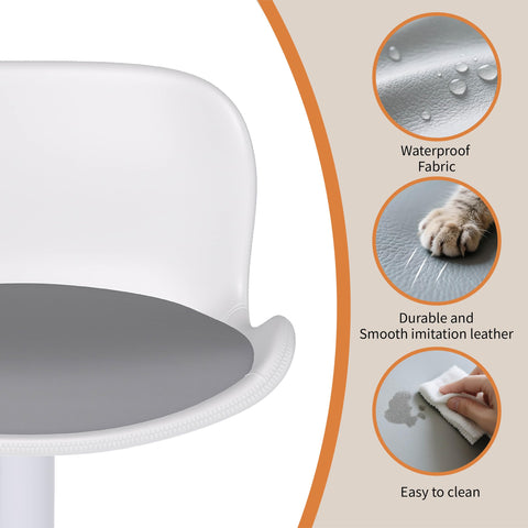 Flysky Set of 3 360° Swivel Bar Stools, Height Adjustable, White/Grey