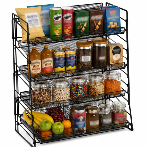 Eyoulife Candy Display Rack, 4 Tier Candy Organiser, Carbon Steel Snack Organiser for Countertop, Snack Display Rack for Stores, Office, 40x22x41cm