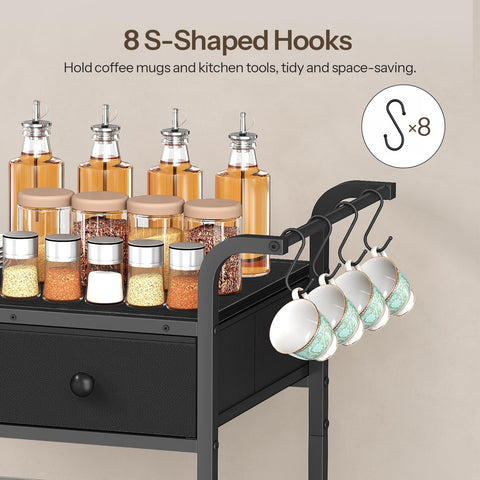 HOOBRO 3-Tier Bakers Rack, Microwave Stand, Coffee Bar Station with Storage