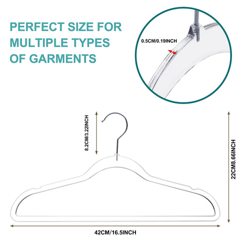 Quality Hangers Clear Plastic Hangers for Clothes | 50 Pack - 16.5 Inch | Heavy Duty Hangers Space Saving Crystal Clear Acrylic Hangers