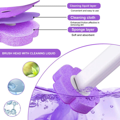 Disposable Toilet Brush Refills,30 Pcs Toilet Wand Replacement Heads-Purple