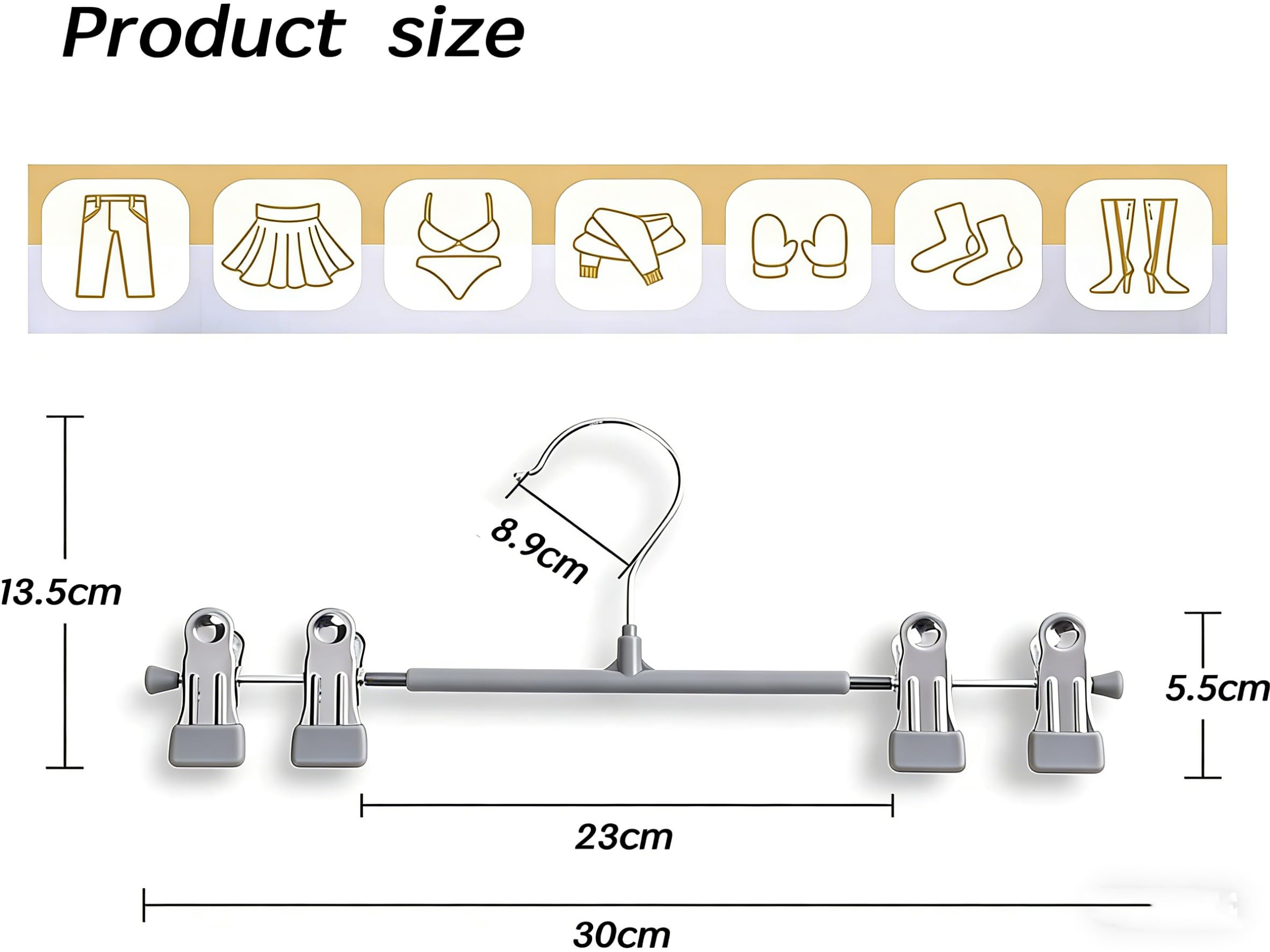 20 Pack Trouser Hanger, 30cm Pants Hangers Space Saving Skirt Hangers with Adjustable Clips,Heavy Duty Clothes Coat Garment Jeans Hangers