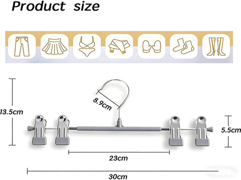 20 Pack Trouser Hanger, 30cm Pants Hangers Space Saving Skirt Hangers with Adjustable Clips,Heavy Duty Clothes Coat Garment Jeans Hangers