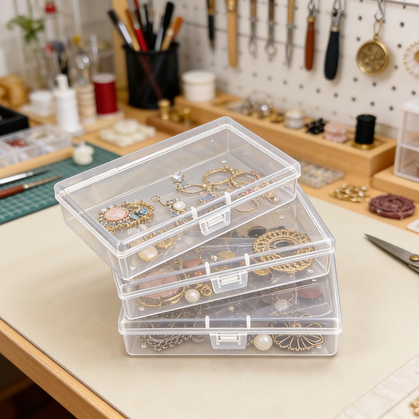 Thintinick 28 Pack Rectangular Mixed Sizes Clear Plastic Storage Containers