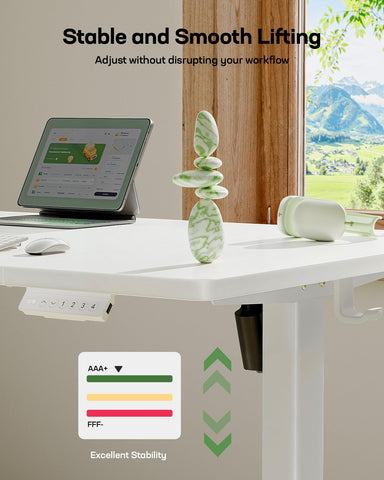 Marsail Electric Standing Desk with USB-A Charging Port, 160 x 80 cm Height Adjustable Sit Stand Desk with 4 Custom Height Settings, 80kg Max Load