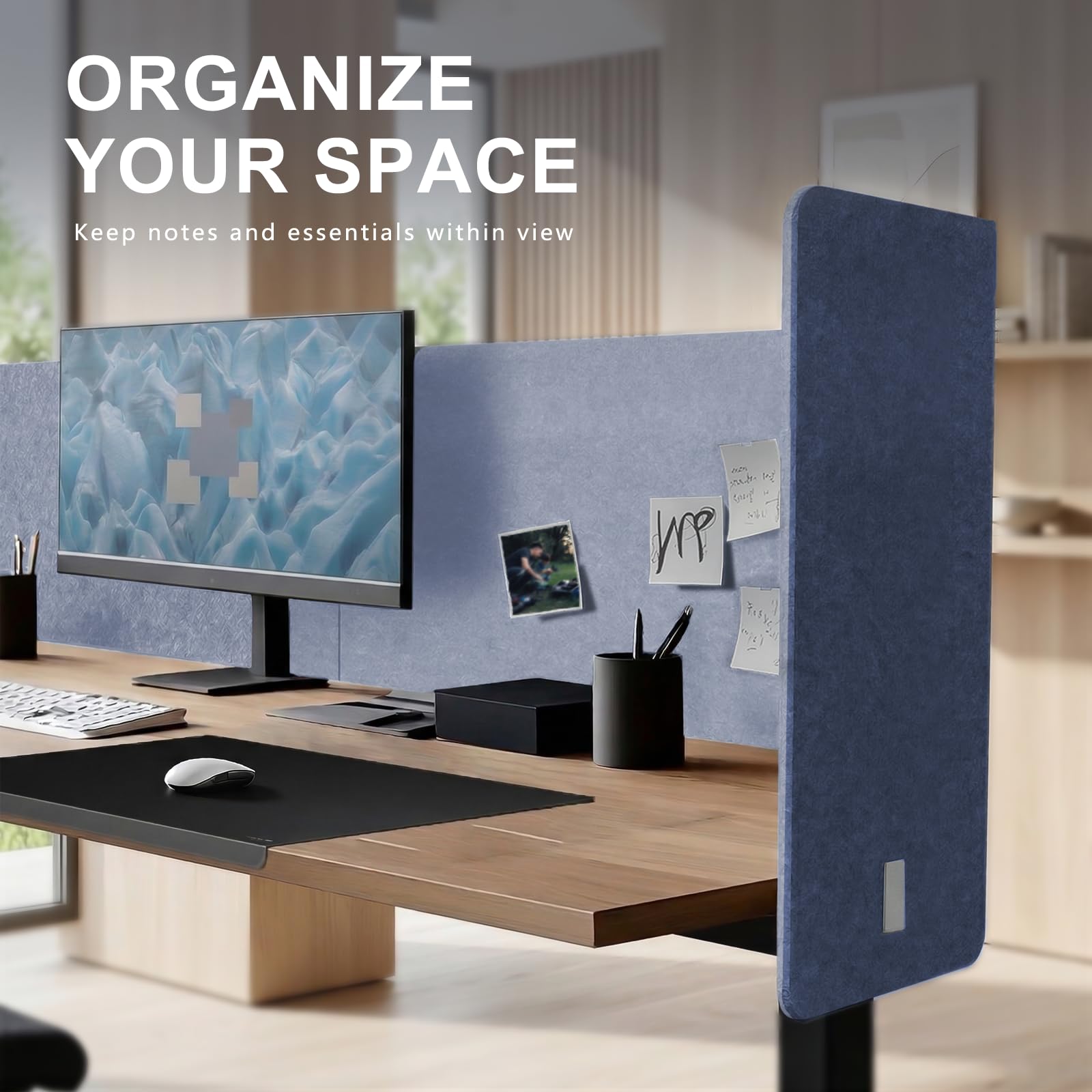 Desk Privacy Panel,2PCS,2-in-1 Soundproofing for Office,School & Home(Blue)