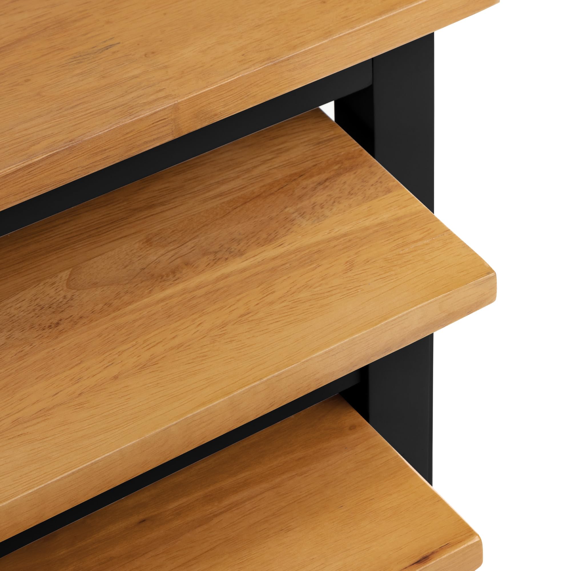 Julian Bowen Cleo Nest of Tables, Set of 3, Black & Oak - H46 x W48 x D33cm