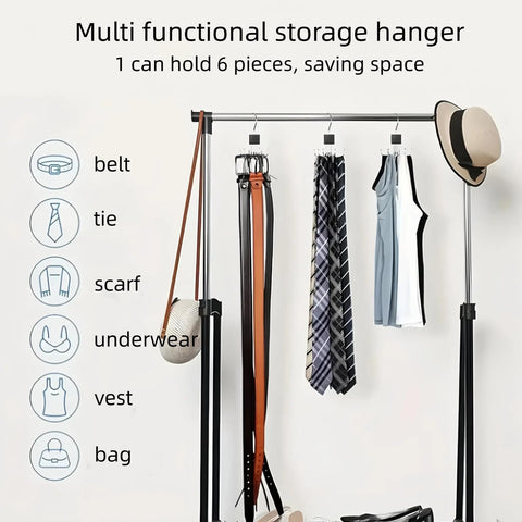 2Pcs Belt Hanger for Closet, Belt Hanger for Wardrobe, Rotatable Hanging Holder with 6 Hooks
