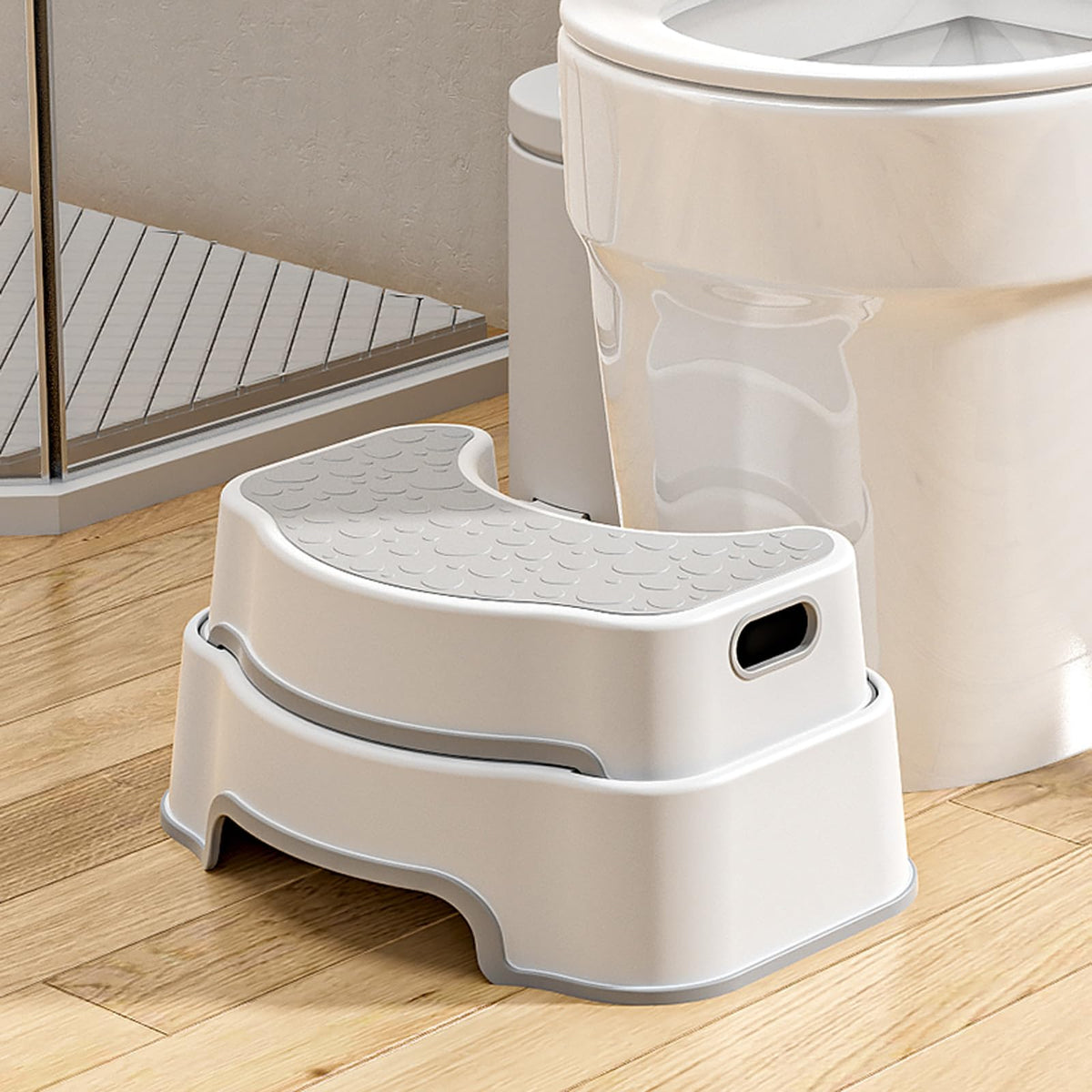 Coxyzoxy 2-in-1 Toilet Stool Squat Adult and Kids Step Stool, Anti-slip Double Toilet Step for Bathroom