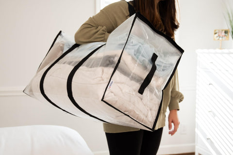 ClearSpace Heavy Duty Moving Bags or Storage Bins with Lids, Clear, 8 Pack