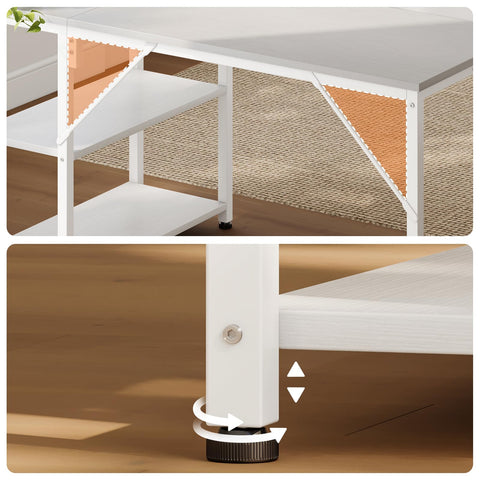 Coleshome L Shaped Gaming Desk for Small Space, 120x70 cm White