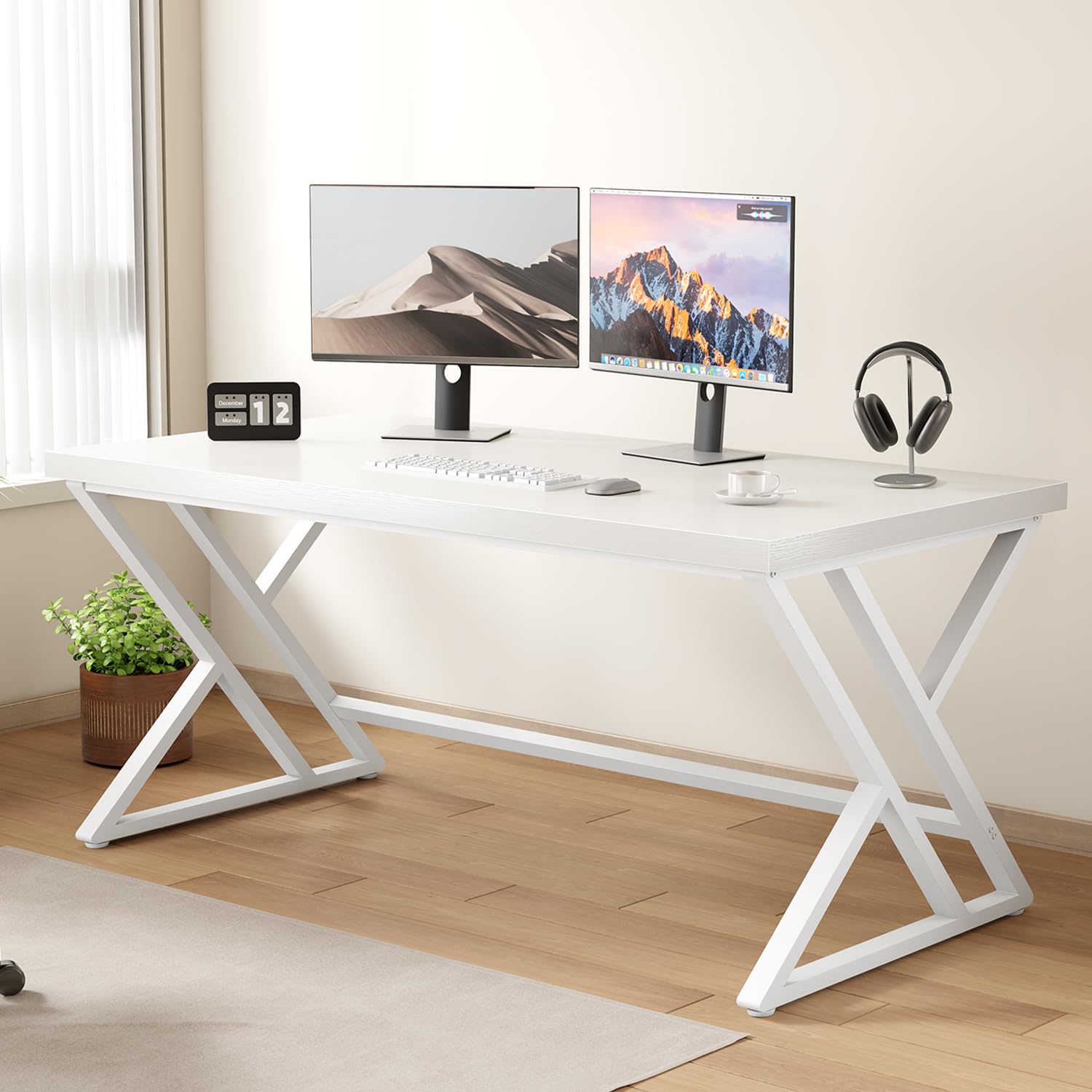 LVB Computer Desk Gaming Office Table long Desks for Home 140cm White Oak