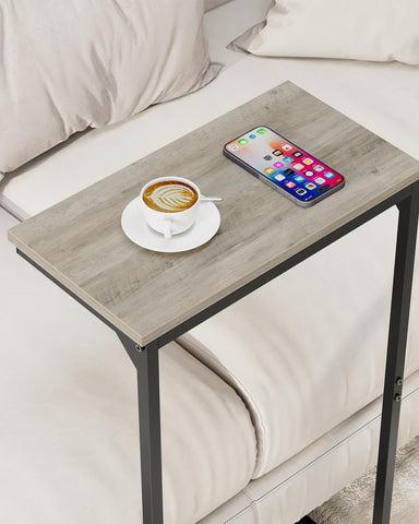 TUTOTAK C Shaped Side Table, Set of 2, Small End Table, 28.7 inch Tall Couch Sofa Table, Living Room, Bed Room, Greige V1TB01BG0712EU