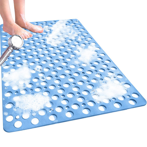 Venuso Square Shower Mats Non Slip Anti Mould, 90 x 60 cm Rubber Anti Slip Bath Mat with Drain Holes, Machine Washable
