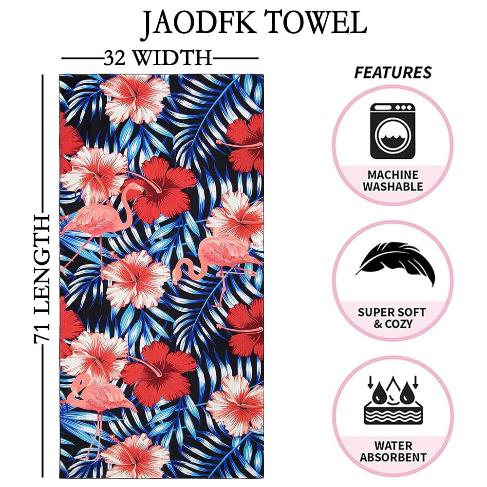 JAODFK Microfibre Beach Towel 71"X32" Quick Dry Lightweight Sand Free Large Thin Towels Travel Essentials For Adults Womens Swim Bath Accessories