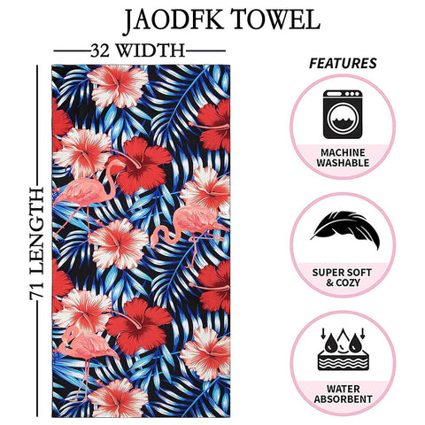 JAODFK Microfibre Beach Towel 71"X32" Quick Dry Lightweight Sand Free Large Thin Towels Travel Essentials For Adults Womens Swim Bath Accessories