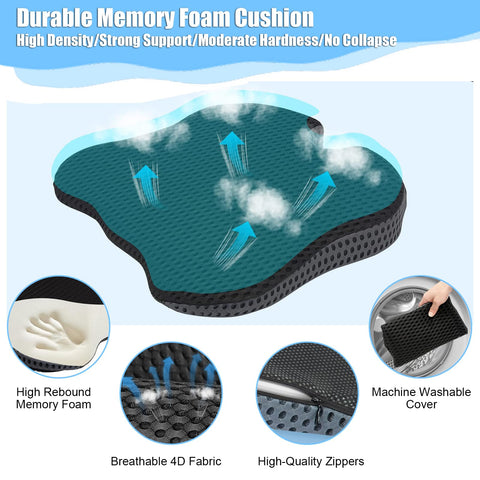SHINWHEN Wedge Cushion Car Seat Cushion Office Chair Ergonomic Seat Cushion Orthopaedic Relief Coccyx Car Seat Cushion Reduces Pain Increases Seat