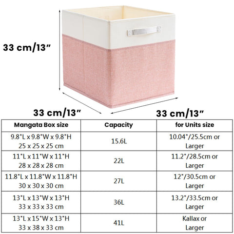 Mangata Cube Storage Boxes 33x33x33 cm, Large Fabric storage baskets for Storage Cube Units, Clothes Bins, Baskets, Chests,Toys