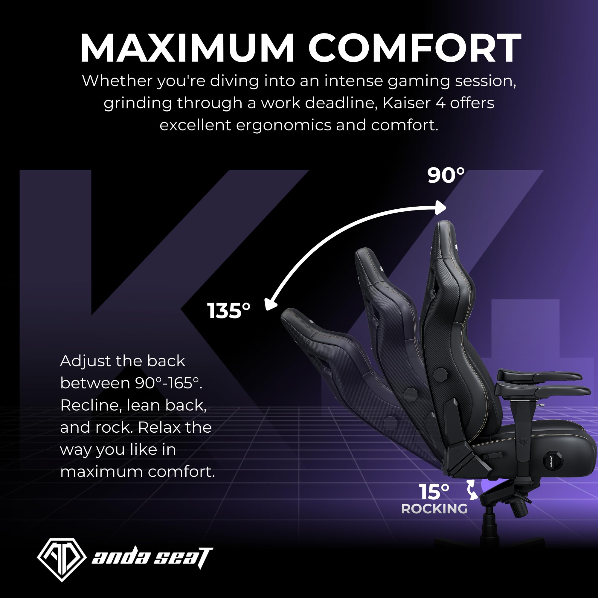 Anda Seat Kaiser 4 Gaming Chair for Adults - XL Reclining Video Game Chairs with 4-Level Pop-Out Lumbar, Linen Fabric