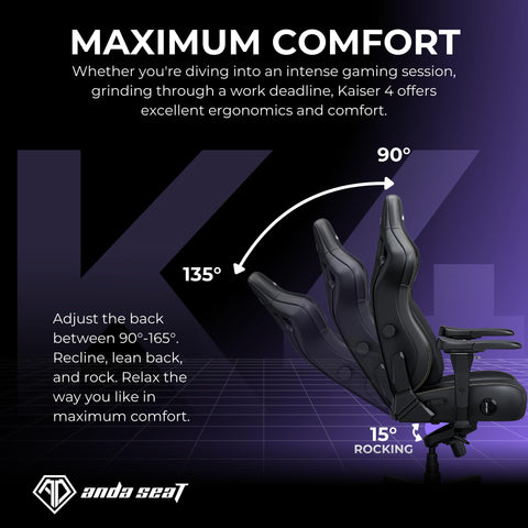 Anda Seat Kaiser 4 Gaming Chair for Adults - XL Reclining Video Game Chairs with 4-Level Pop-Out Lumbar, Linen Fabric