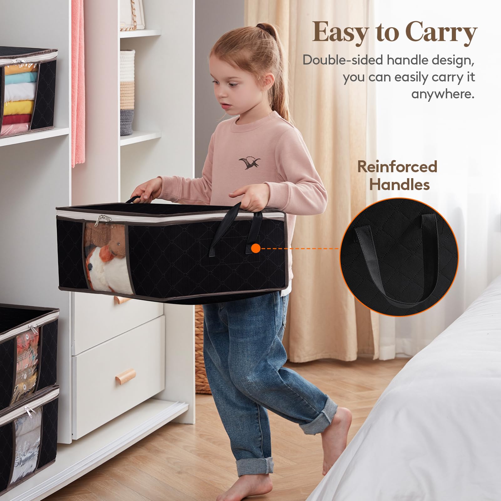 Lifewit 35L Clothes Storage Bags with Clear Window, Foldable Underbed Clothes Covers, Organisers for Clothing, Bedding, Sweaters Protection, 3 Pack