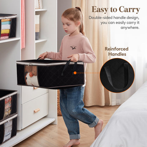 Lifewit 35L Clothes Storage Bags with Clear Window, Foldable Underbed Clothes Covers, Organisers for Clothing, Bedding, Sweaters Protection, 3 Pack