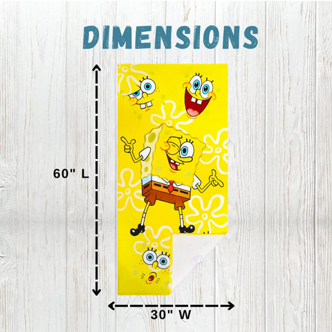 Franco Collectibles Spongebob Squarepants Super Soft Cotton Bath/Pool/Beach Towel, 60 in x 30 in, (Official) Niceklodeon Product
