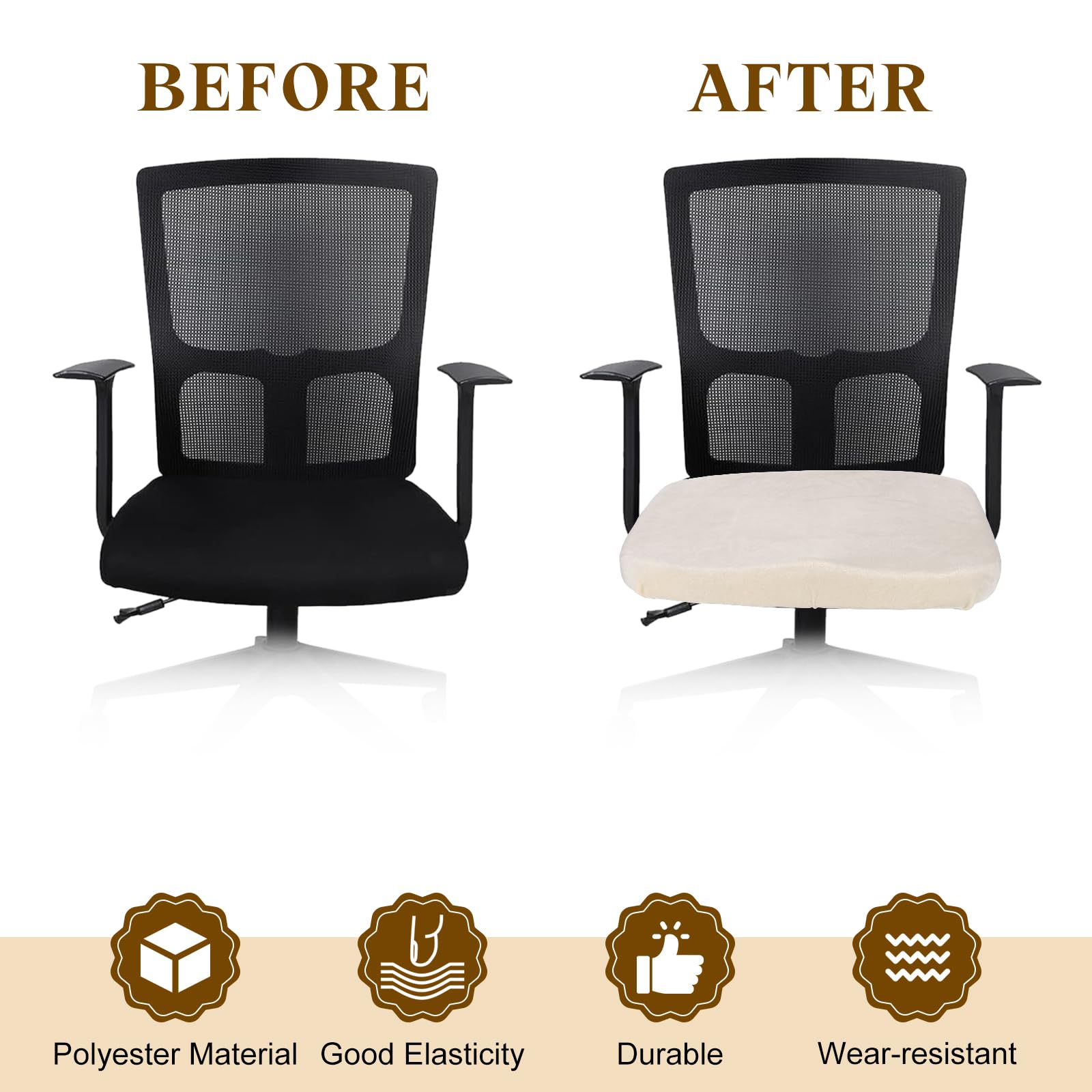 sourcing map Office Chair Cover, Stretchable Soft Rotating Chair Slipcover Washable Desk Computer Seat Cover Protector for Office Home, L(45-48cm)
