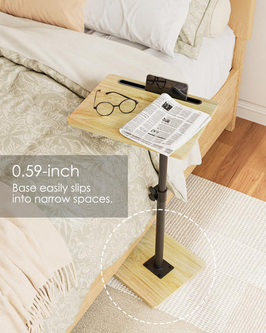 HEYZOEY C-Shaped Side Table Adjustable, 360° Swivel Sofa End Table, 40x30x45-83cm, Small Coffee Table, Bedside Table for Living Room, Bedroom