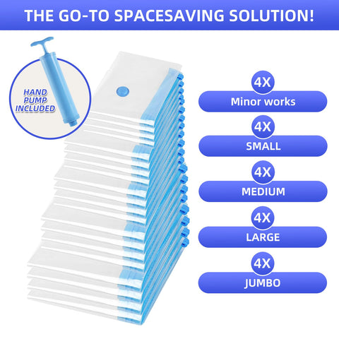 10 Pack Vacuum Storage Bags, Space Saver Bags with Hand Pump for Clothing, Organization, and Storage of Comforters, Pillows, Towels, Blankets