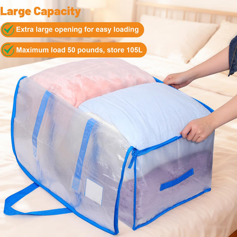 Dntorx 4 Pack 105L Moving Bags Clothes Storage Bags Drom Packing Box, Blue