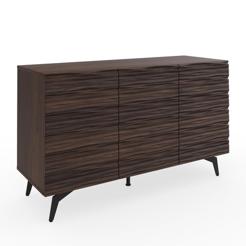 GFW Bantham Large Sideboard For Living Room. Modern Wooden Sideboard With Textured Finish, Walnut, H72.cm x W106cm x D39cm