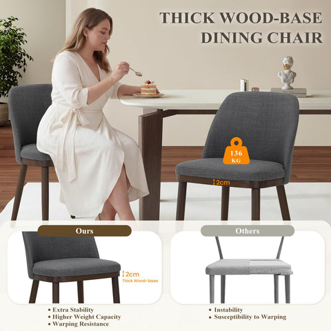 MALOL Thick Wood-base Dining Chairs Set of 6, Upholstered Kitchen Chairs with Solid Wood Legs and Thick Seat Cushion