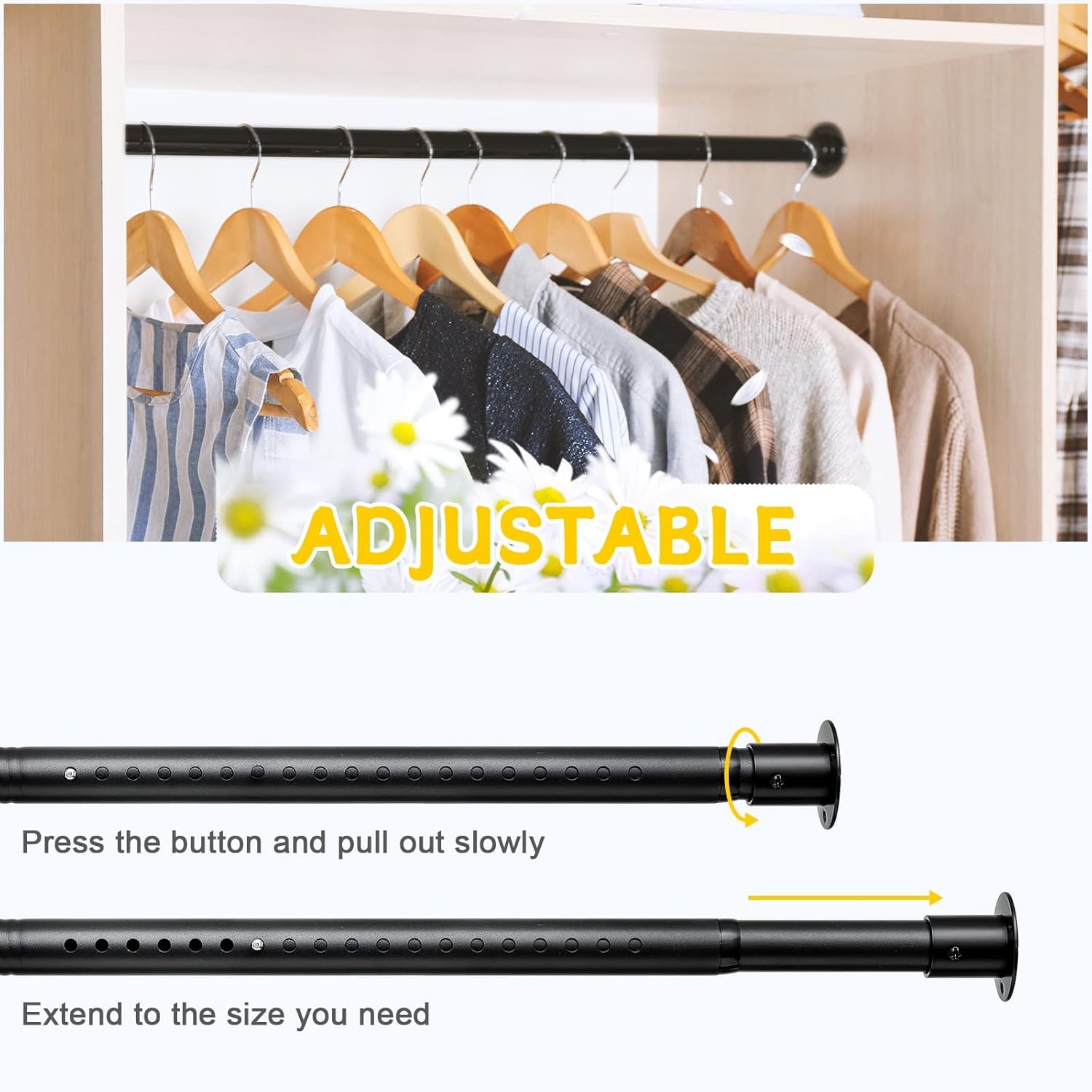 43-213 cm Adjustable Clothes Rack Matt Black