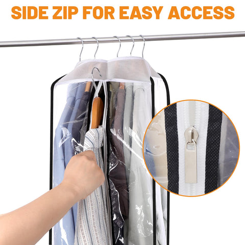 4 Pack Clear Garment Bags, 40/60 Inch Clothes Covers with 10 Inch Gusset
