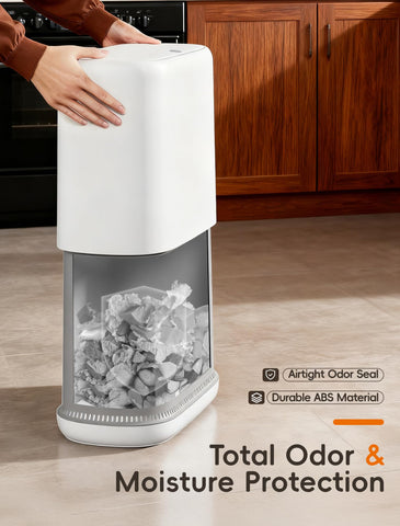 LEGUO Slim Touch Top Bathroom Bin with Lid, White, 18L
