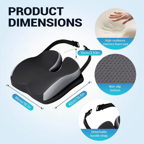 zxevg Coccyx Cushion Memory Foam Non-Slip Black