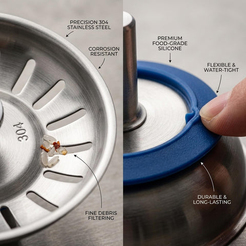 Alrens 78mm Sink Strainer Plug, 304 Stainless Steel Kitchen Sink Drain