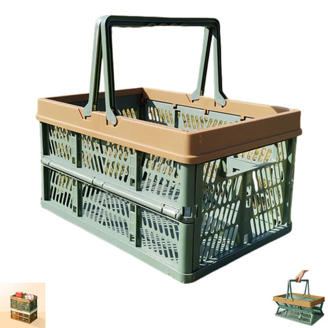 Wuyue Hua Large Collapsible Storage Crates,Plastic Folding Storage Crates,Collapsible Crate with Handles Plastic Stackable Boxes for Bedroom, Office