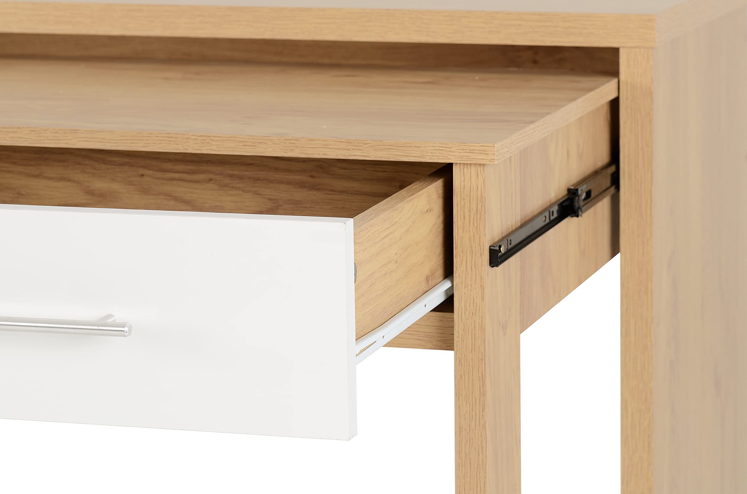 Seconique Seville 2 Drawer Slider Desk in White Gloss/Light Oak